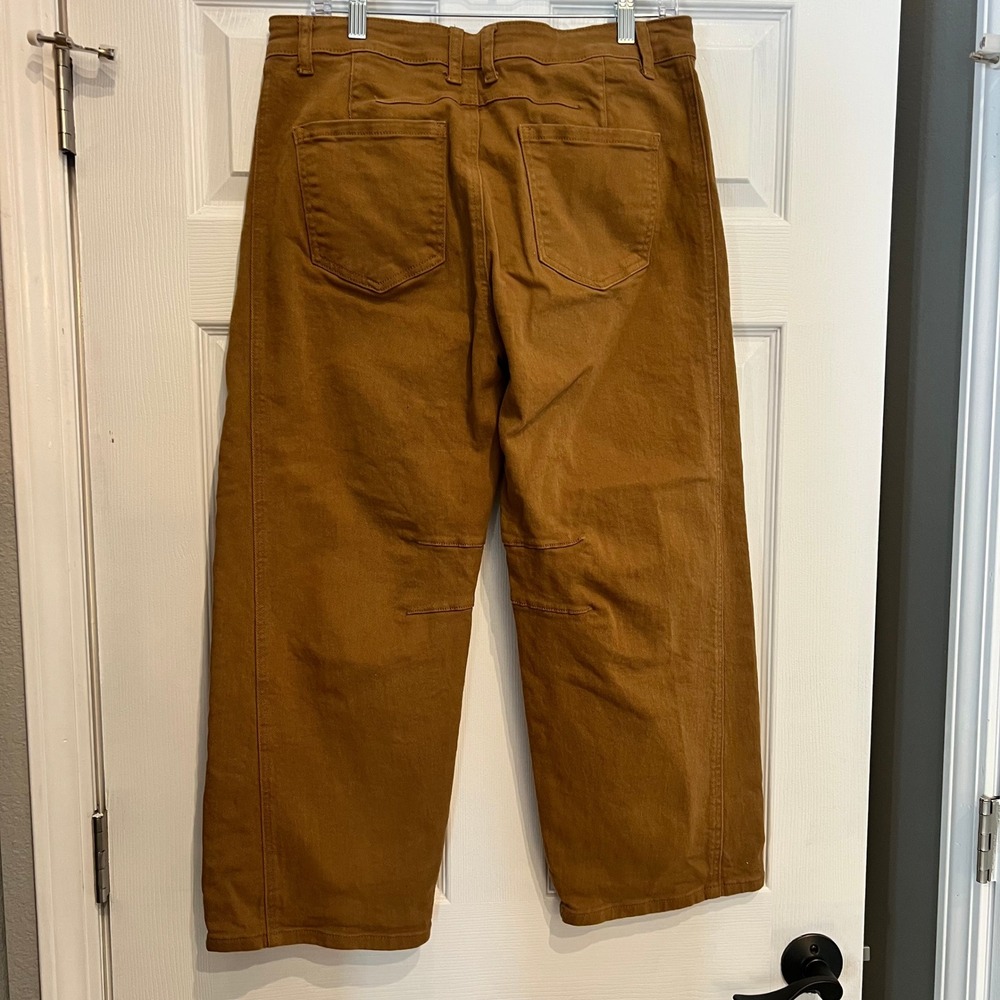 Flamingals Wide Leg Pants Cotton Twill Tobacco Brown High Rise XL Gorpcore - Picture 2 of 8